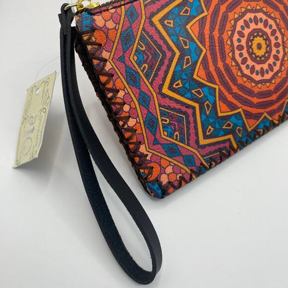 2/$30‎ Ole Mandala Boho Tribal Wristlet Wallet Orange Geometric Hippie NWT - Picture 4 of 7